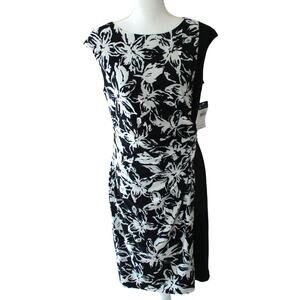 Chaps Women's Blue & White Floral Print Sleeveless  Pull Over Dress Size Large